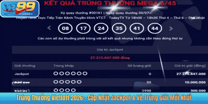 Trúng Thưởng Vietlott 2026 – Cập Nhật Jackpot & Vé Trúng Giải Mới Nhất